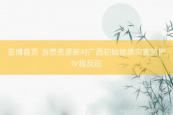 亚博首页 当然资源部对广西初始地质灾害防护Ⅳ级反应