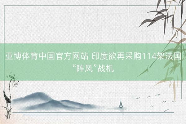 亚博体育中国官方网站 印度欲再采购114架法国“阵风”战机