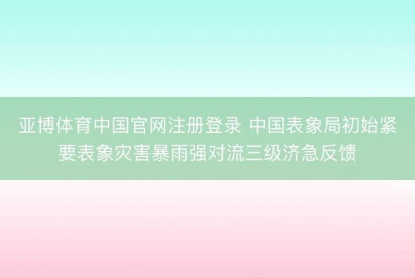 亚博体育中国官网注册登录 中国表象局初始紧要表象灾害暴雨强对流三级济急反馈